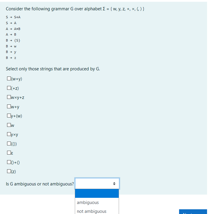 Consider The Following Grammar G Over Alphabet I Chegg Com