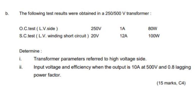 B The Following Test Results Were Obtained In A Chegg Com