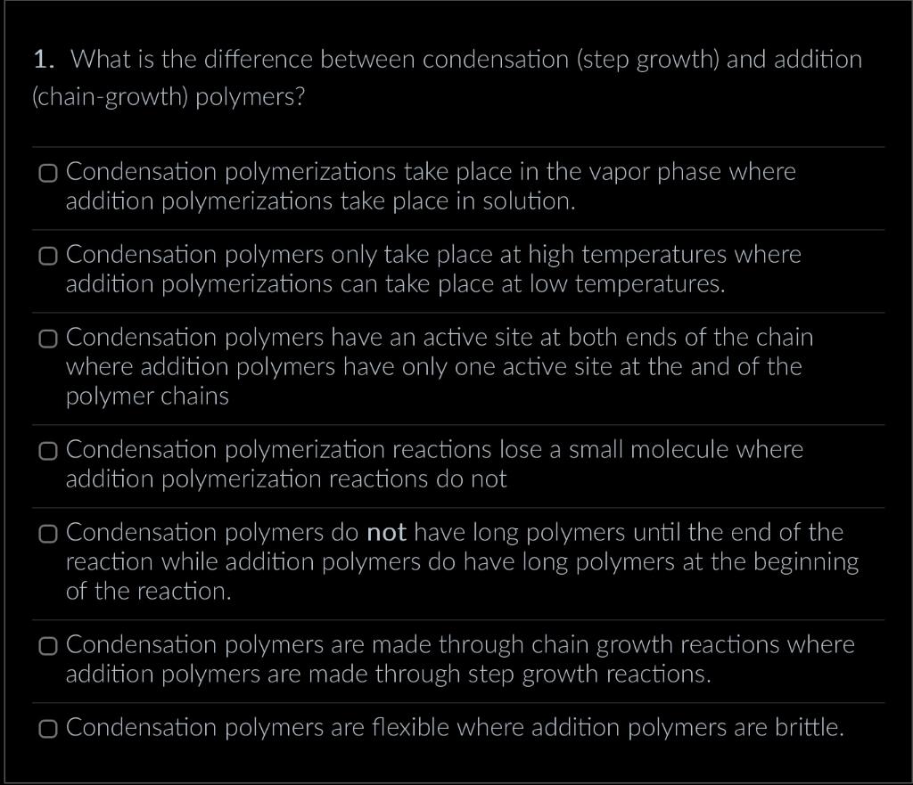 Solved 1. What Is The Difference Between Condensation (step | Chegg.com