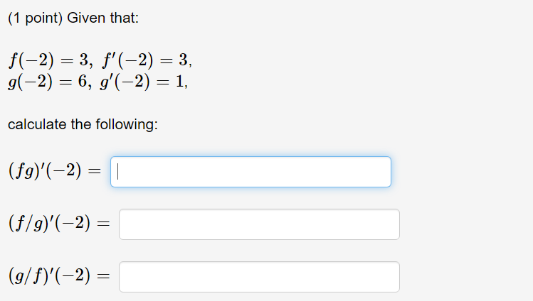 Solved (1 point) Given that: | Chegg.com