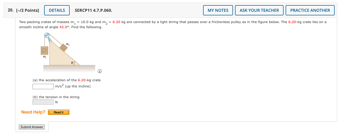Solved smooth incline of angle 42.0∘. Find the following. | Chegg.com