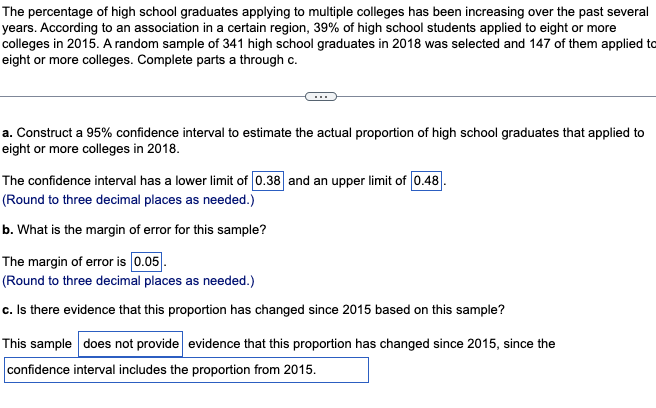 Solved The percentage of high school graduates applying to | Chegg.com