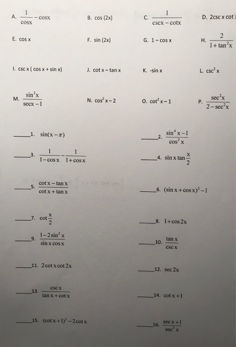 Solved Simplify the following trigonometric expressions 1. | Chegg.com