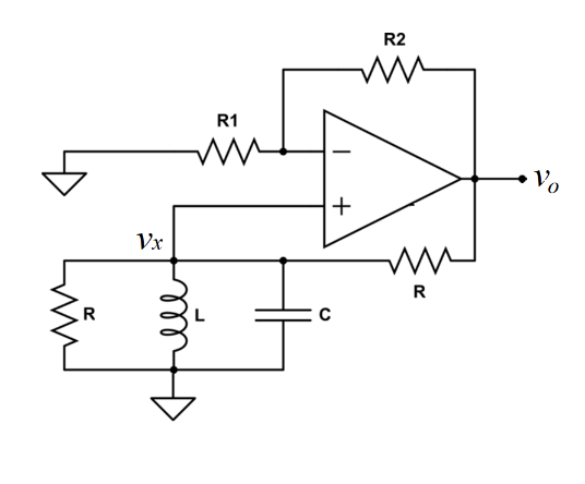 Solved For the shown LCR op-amp oscillator circuit, assuming | Chegg.com