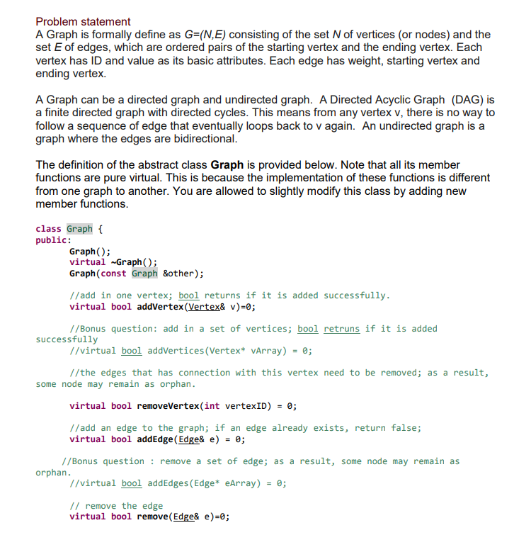 Solved Problem statement A Graph is formally define as | Chegg.com