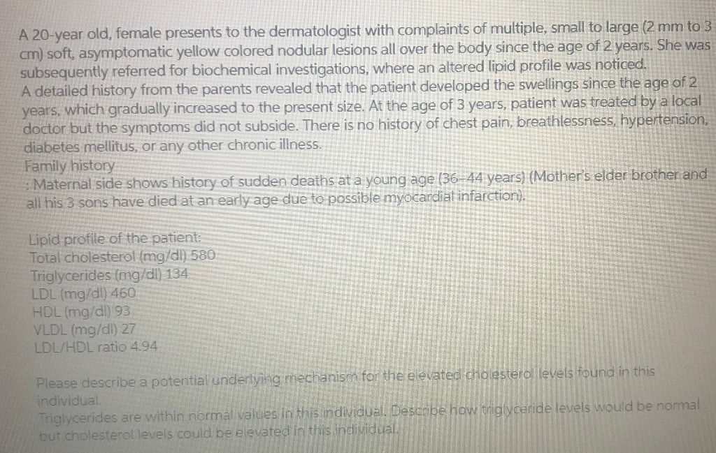 Solved A 20-year old, female presents to the dermatologist | Chegg.com