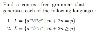 Solved Find a context free grammar that generates each of | Chegg.com