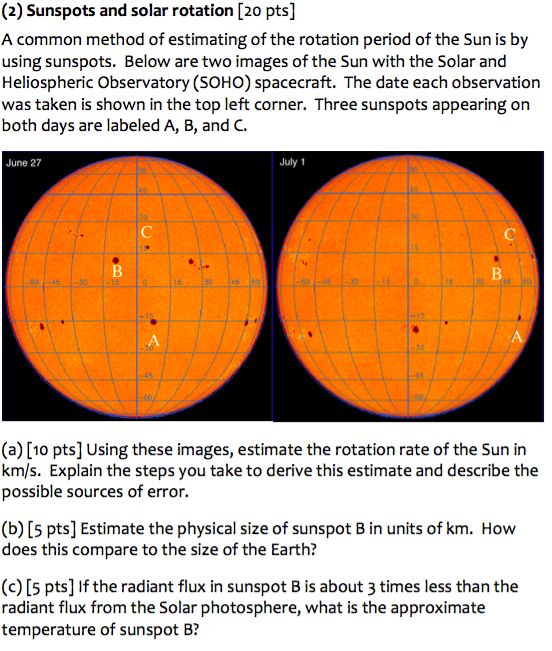 Solved Sunspots And Solar Rotation Pts A Common Chegg Com