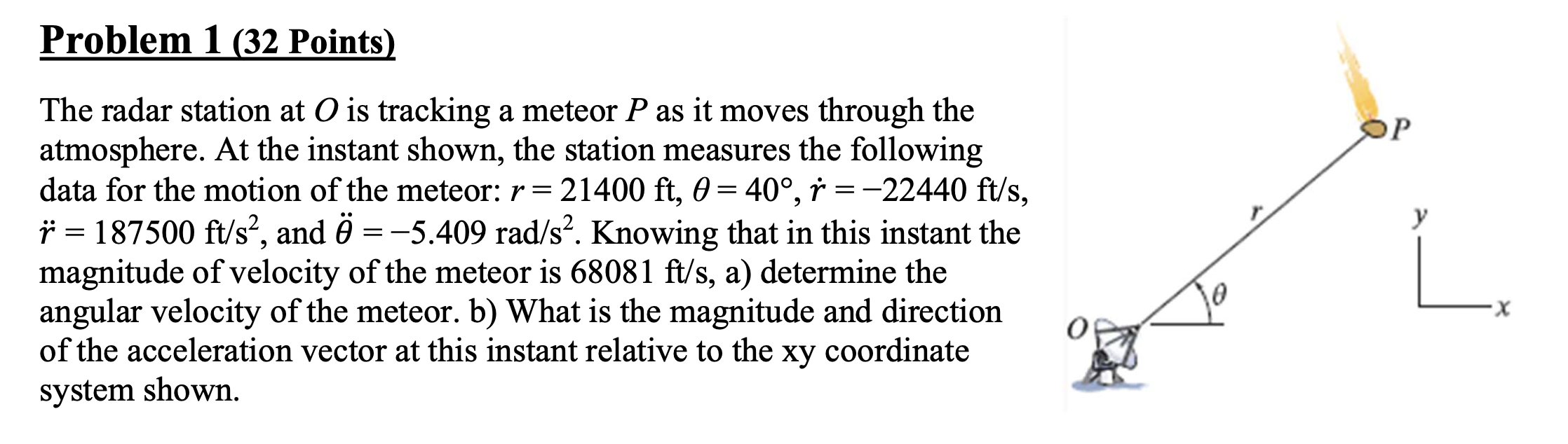 Solved Problem 1 (32 Points) The Radar Station At O Is | Chegg.com