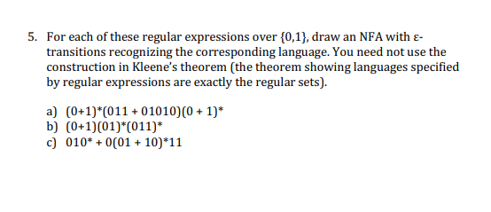 Solved 5. For Each Of These Regular Expressions Over {0,1}, | Chegg.com