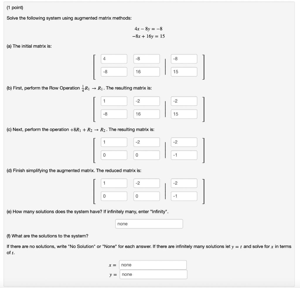 Solved Solve The Following System Using Augmented Matrix | Chegg.com