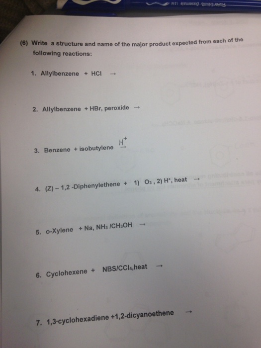 Solved Write a structure and name of the major product | Chegg.com