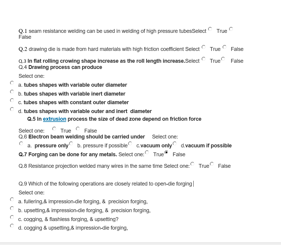 Solved Q.1 seam resistance welding can be used in welding of | Chegg.com