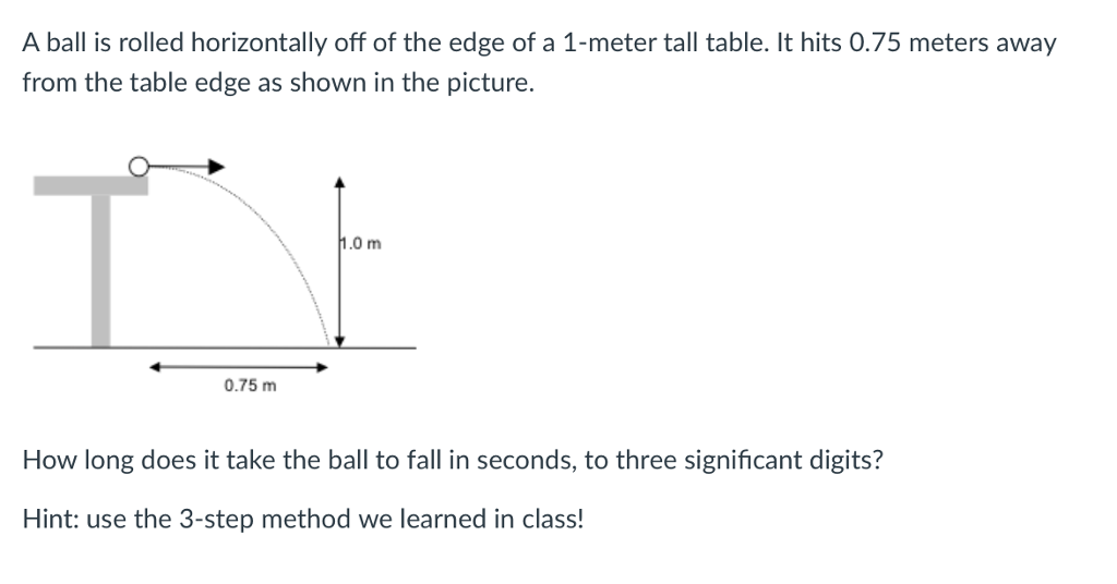 Solved A ball is rolled horizontally off of the edge of a