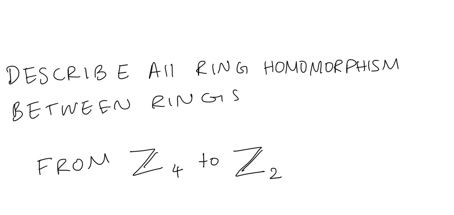 Solved DESCRIBE All RING HOMOMORPHISM BETWEEN RINGS FROM Z 4 | Chegg.com