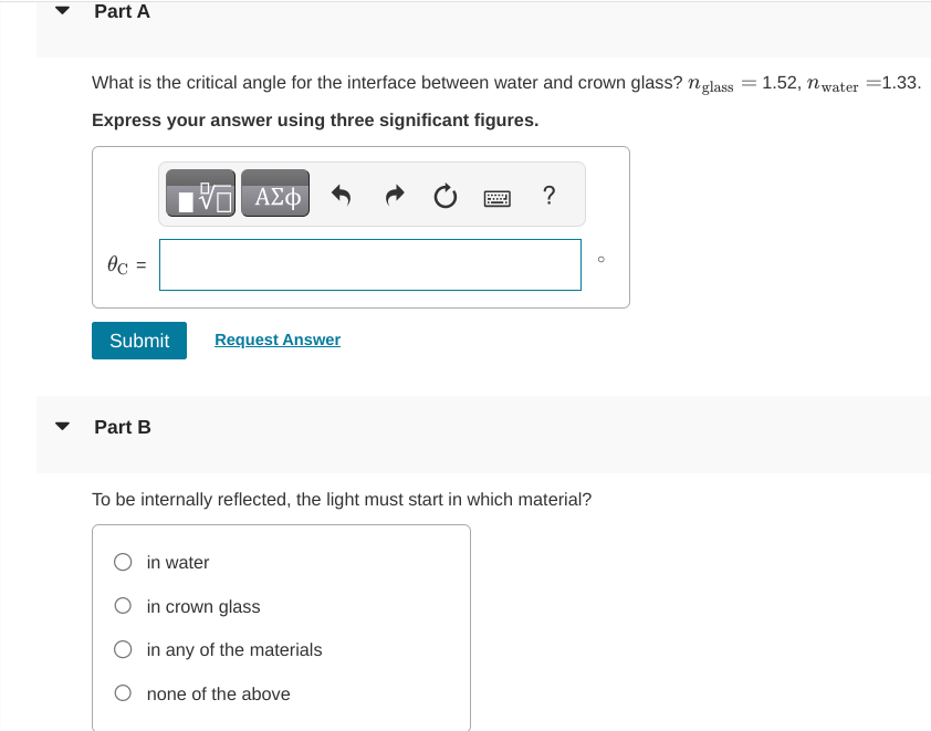 Solved A beam of white light is incident on the surface of a | Chegg.com