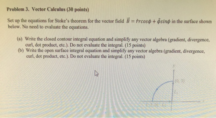 Vector Problem Calculus 3 Solved Problem 3. Vector Calculus (30 points) Set up the | Chegg.com
