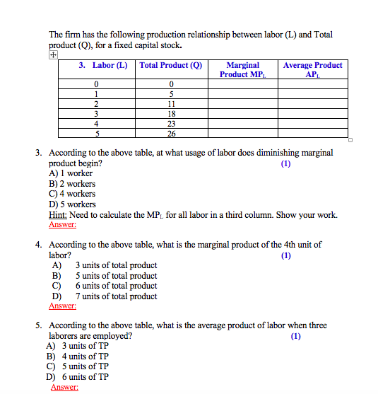 Solved Days Of Labor Units Of Output 10 18 25 30, 40% OFF