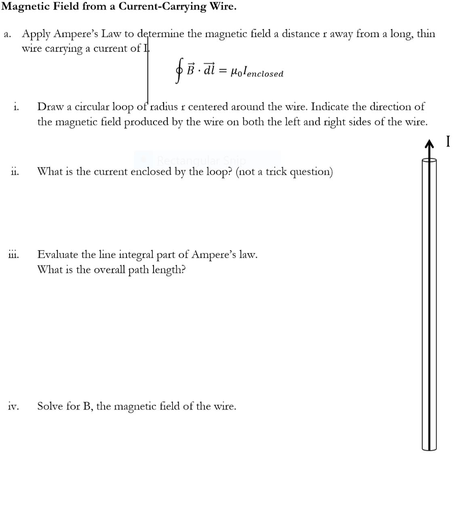 Solved Magnetic Field from a Current-Carrying Wire. Apply | Chegg.com