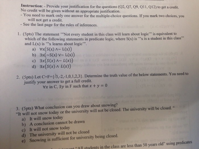 Solved Instruction: - Provide your justification for the | Chegg.com