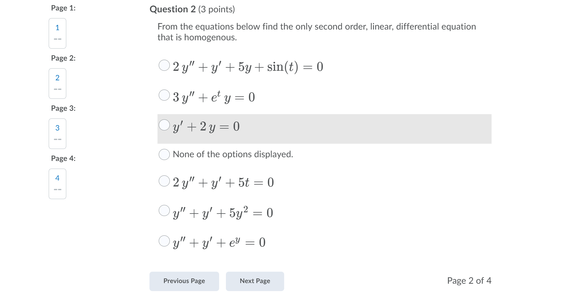 Solved Page 1: Question 2 (3 points) From the equations | Chegg.com