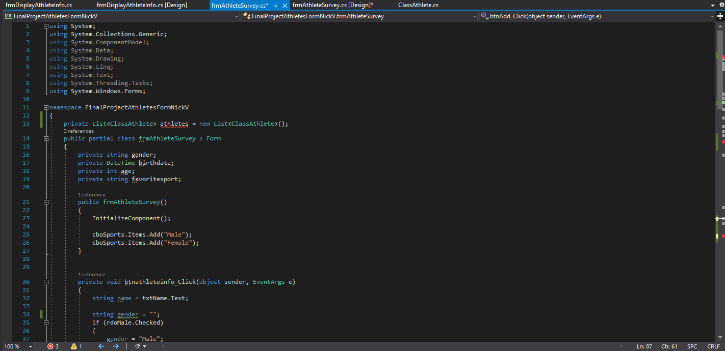 Solved This is a visual studio C# final project form that is | Chegg.com