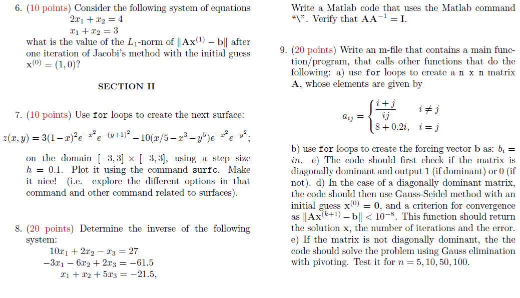 Solved Write a Matlab code that uses the Matlab command 