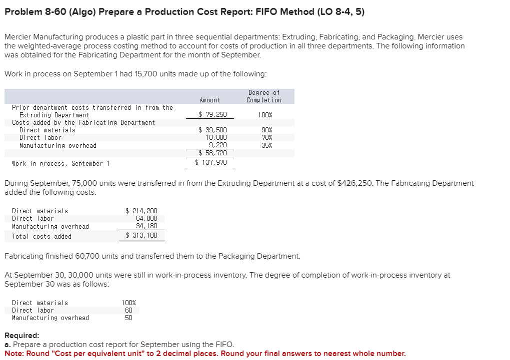 Solved Problem 8 60 Algo Prepare A Production Cost Report 4015