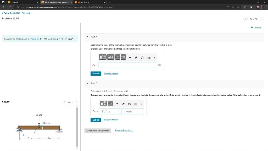 Solved Considertho beam shown in (Fhum 1) B−200GPa and | Chegg.com