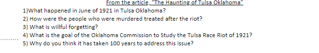 Solved From the article. "The Haunting of Tulsa oklahoma" | Chegg.com