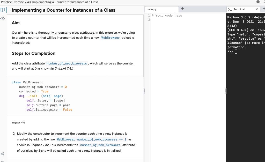 Implementing a Counter for Instances of a