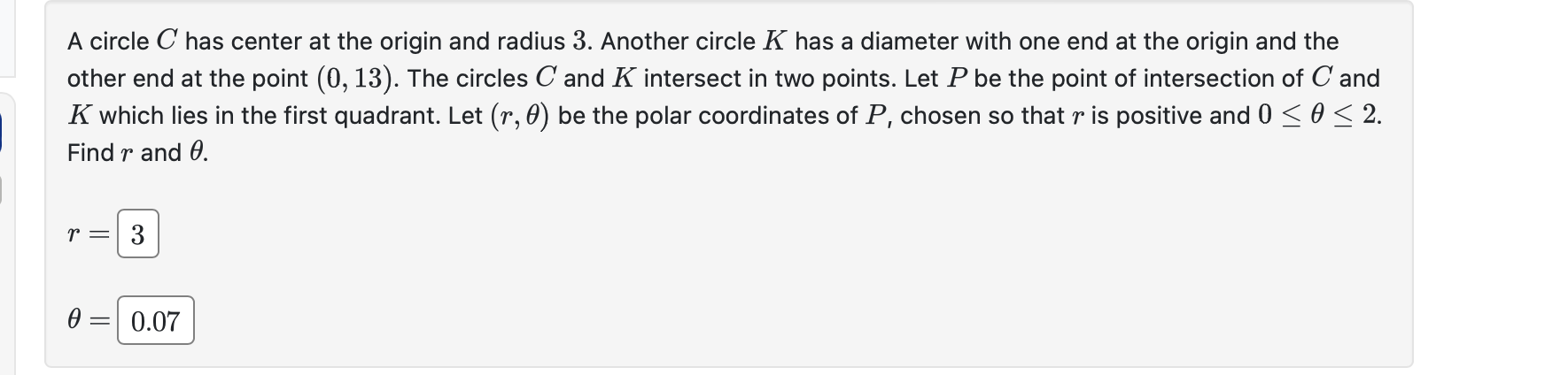 if the center of the circle is at the origin