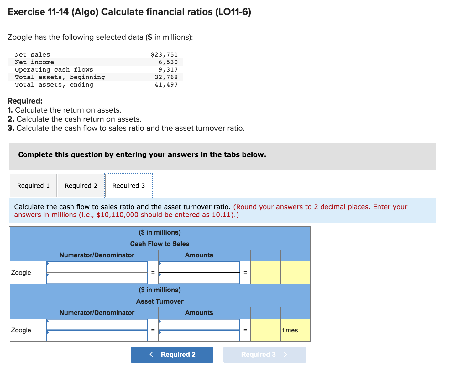 Solved Exercise 11-14 (Algo) Calculate Financial Ratios | Chegg.com