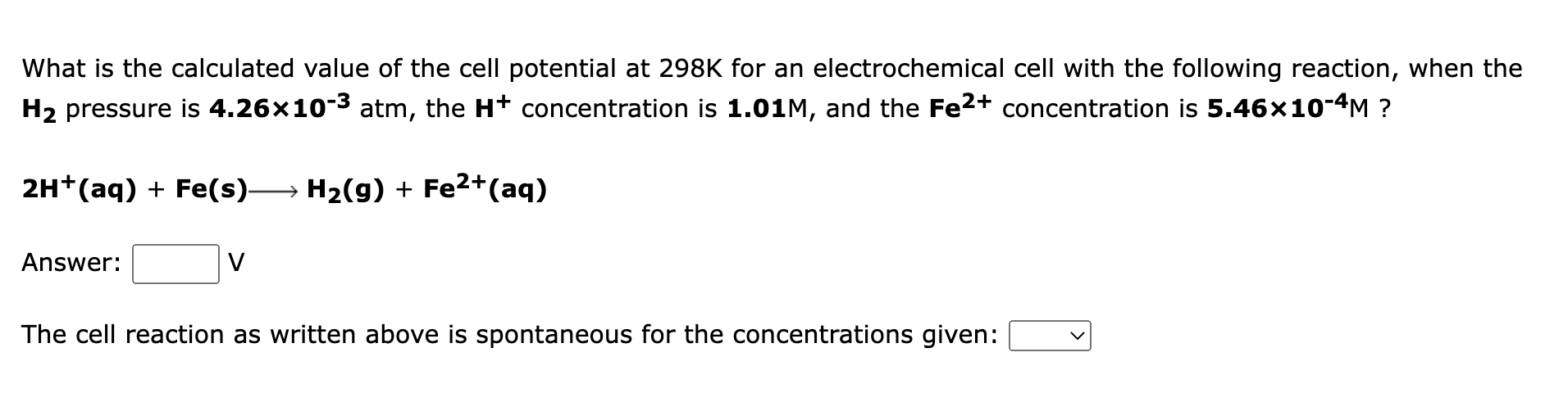 Solved What is the calculated value of the cell potential at | Chegg.com