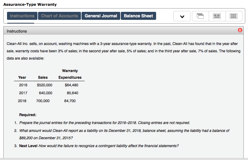 Solved AssuranceType Warranty Instructions Chart of