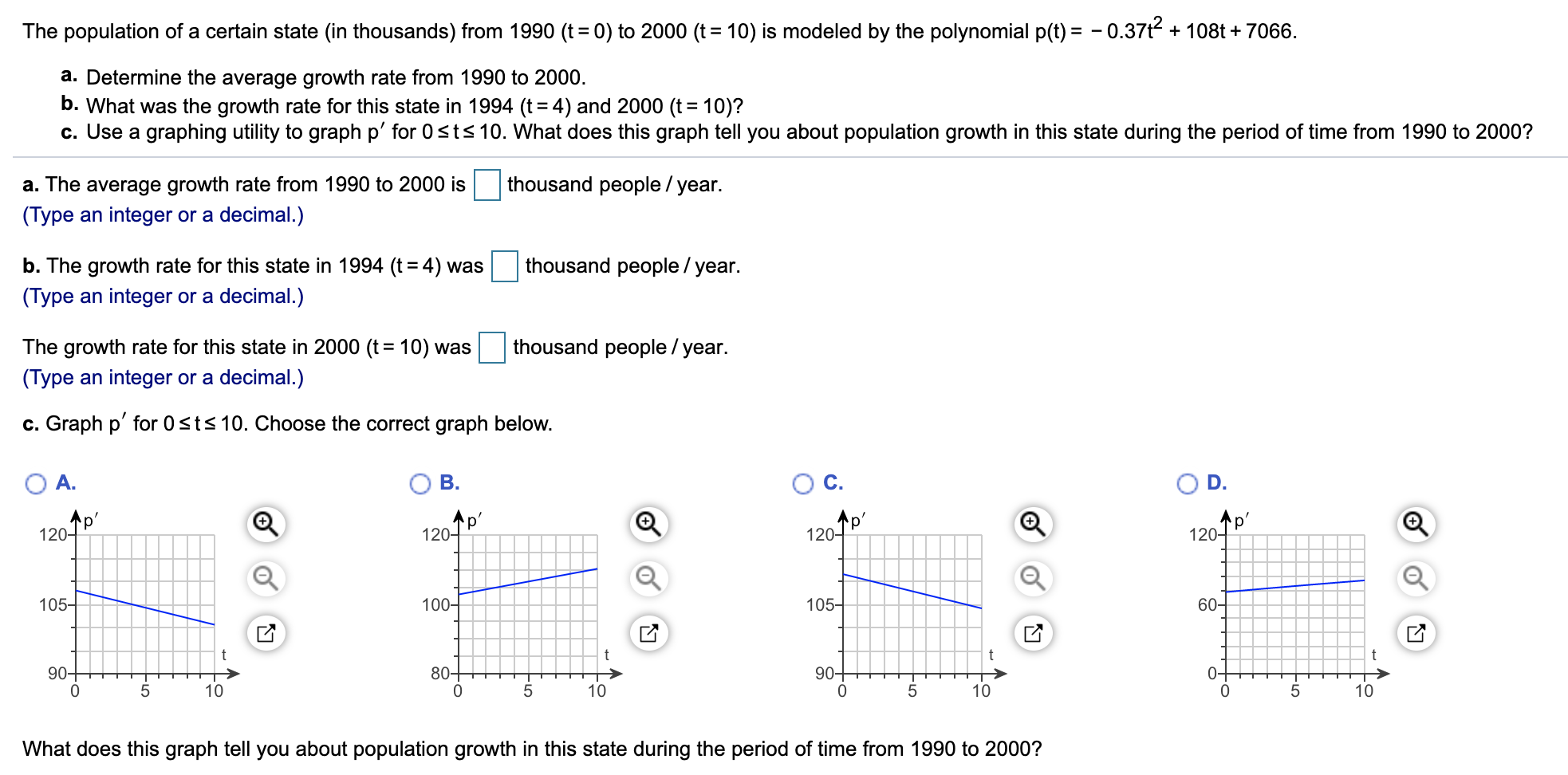 Solved The population of a certain state (in thousands) from | Chegg.com