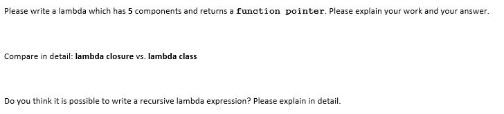 Solved Please write a lambda which has 5 components and | Chegg.com