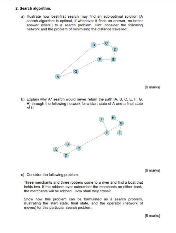 Solved 2. Search algorithm. a) Illustrate how best-first | Chegg.com
