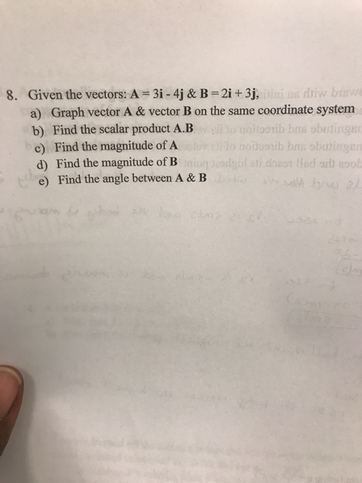 Solved 8. Given The Vectors: A 3i-4j & B 2i +3j, Dhiw B A) | Chegg.com