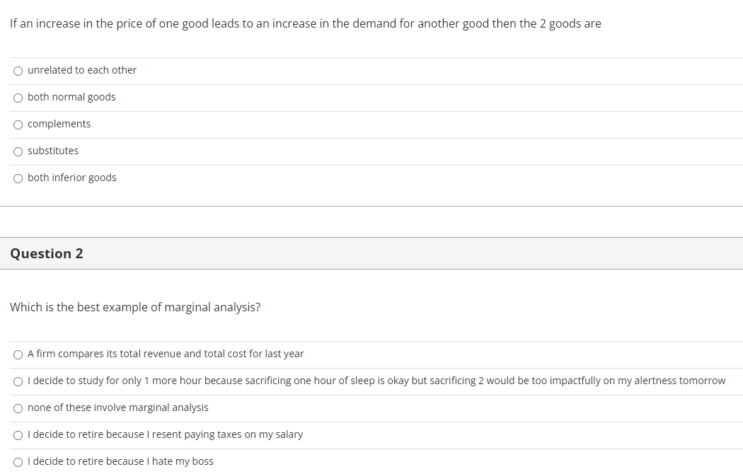 Solved If an increase in the price of one good leads to an | Chegg.com
