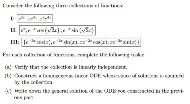 Solved Consider The Following Three Collections Of | Chegg.com