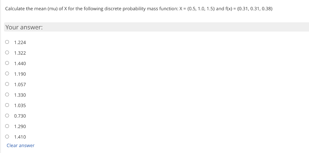 calculate-the-mean-mu-of-x-for-the-following-chegg