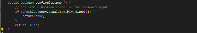Solved public boolean confirmCustomer() {// ﻿confirms a | Chegg.com