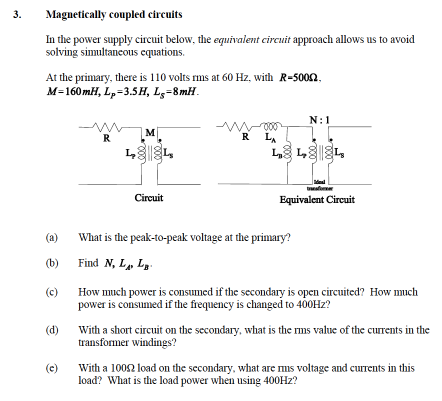 Solved In the power supply circuit below, the equivalent | Chegg.com