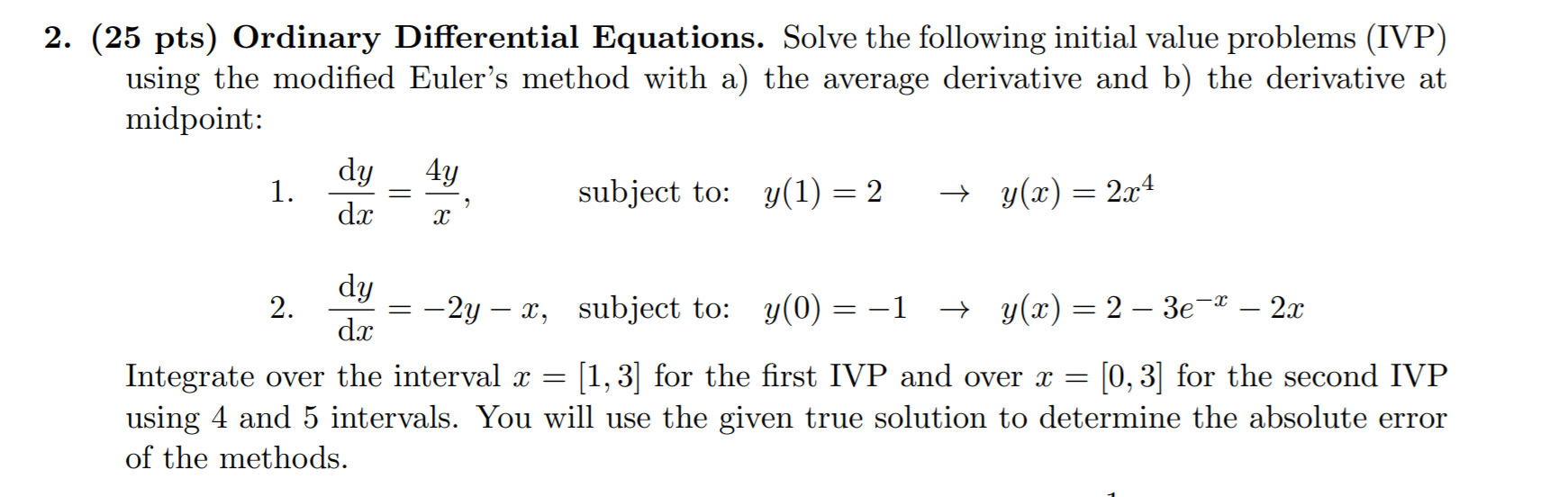 2 25 Pts Ordinary Differential Equations Solve Chegg Com 2 25 Pts Ordinary Differential Equations Solve Chegg Com