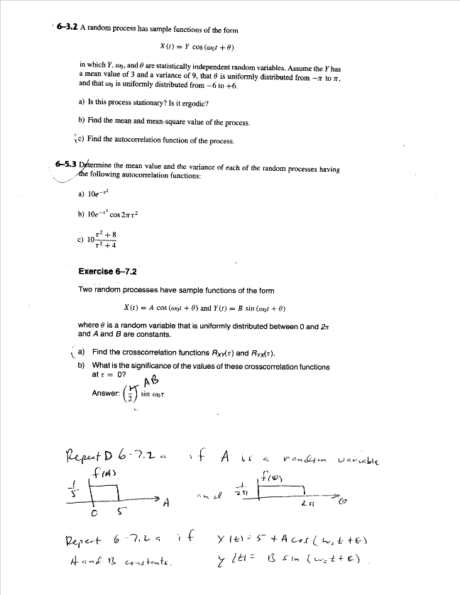 Solved 6−7+1 Two independent stationary random procesves | Chegg.com