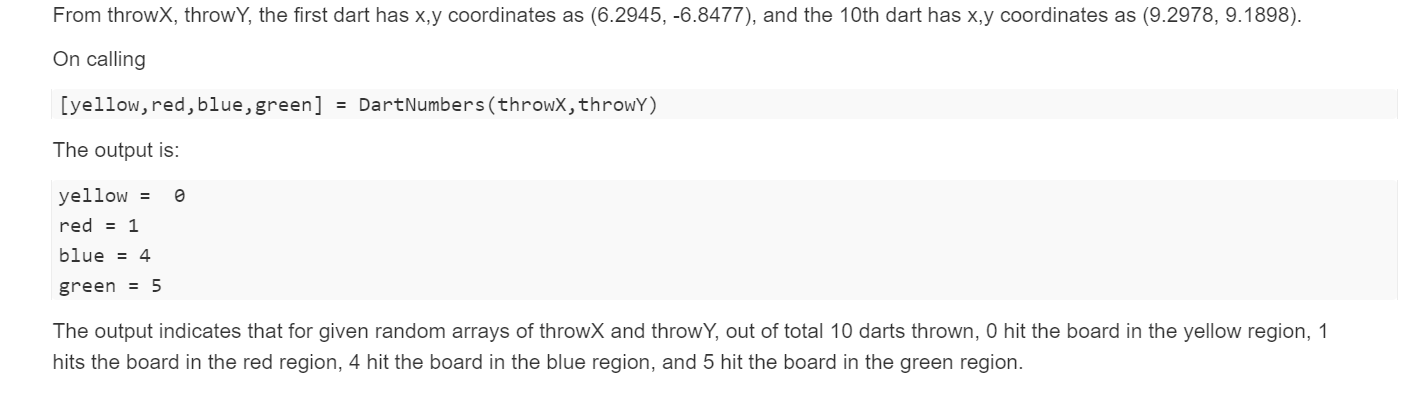 Solved Dart game: Dart location Write a function called | Chegg.com