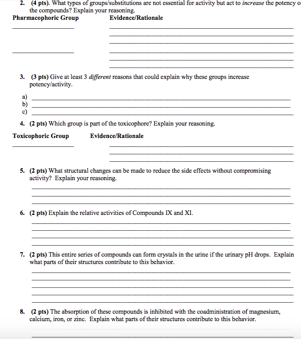 1. (8 pts) Using the data in this SAR table, list the | Chegg.com