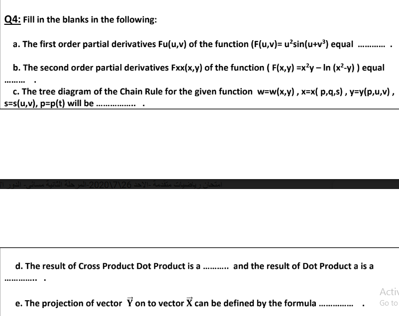 Q4 Fill In The Blanks In The Following A The First Chegg Com