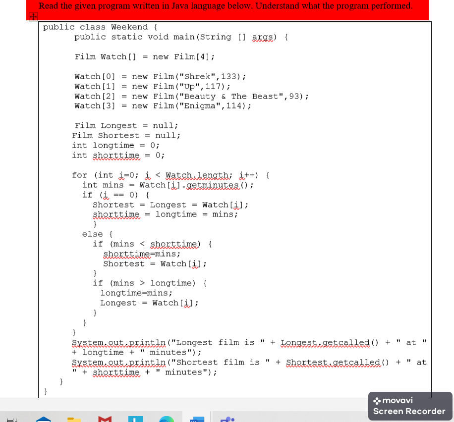 Solved Read the given program written in Java language | Chegg.com